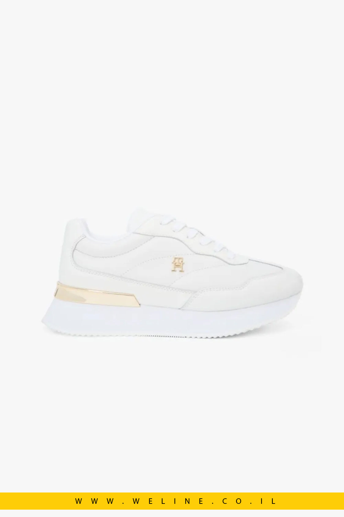 סניקרס עור לנשים Tommy Hilfiger Leather TH Monogram – צבע לבן