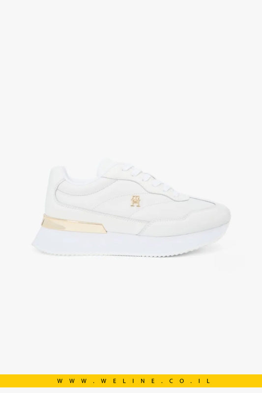 סניקרס עור לנשים Tommy Hilfiger Leather TH Monogram – צבע לבן