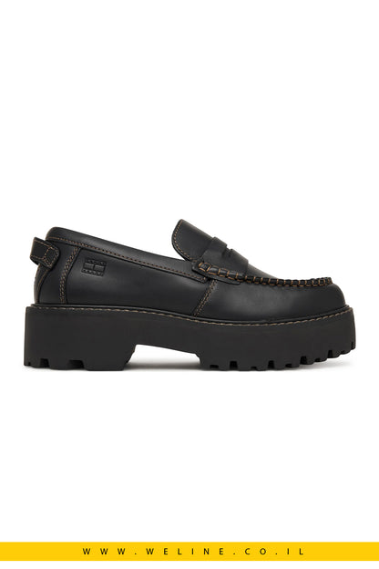מוקסינים לנשים Tommy Jeans Archive '01 Loafer Leather – צבע שחור