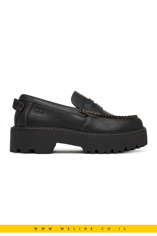 מוקסינים לנשים Tommy Jeans Archive '01 Loafer Leather – צבע שחור