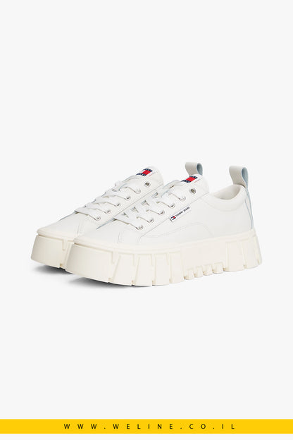 סניקרס פלטפורמה Tommy Jeans Cleat Platform Trainers With Leather – צבע לבן