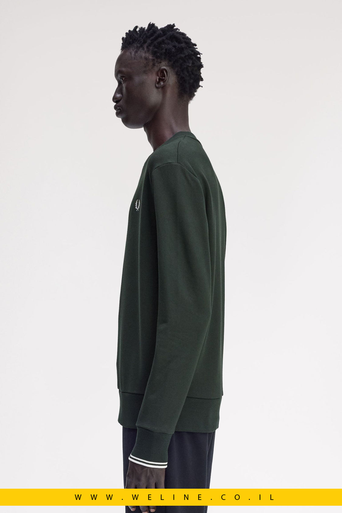 סווטשירט קלאסי צווארון עגול – Fred Perry Crew Neck Sweatshirt (Night Green)