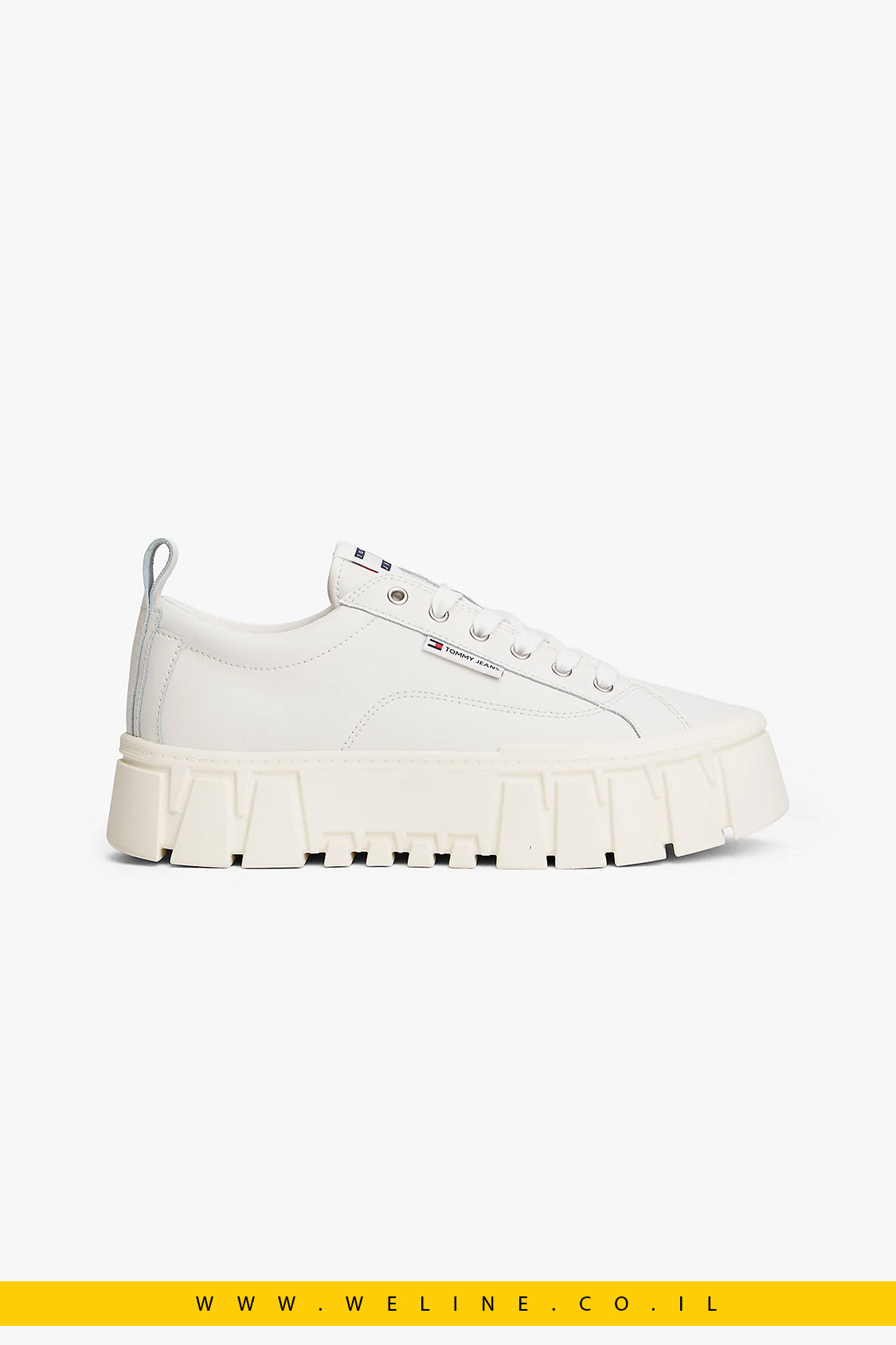 סניקרס פלטפורמה Tommy Jeans Cleat Platform Trainers With Leather – צבע לבן