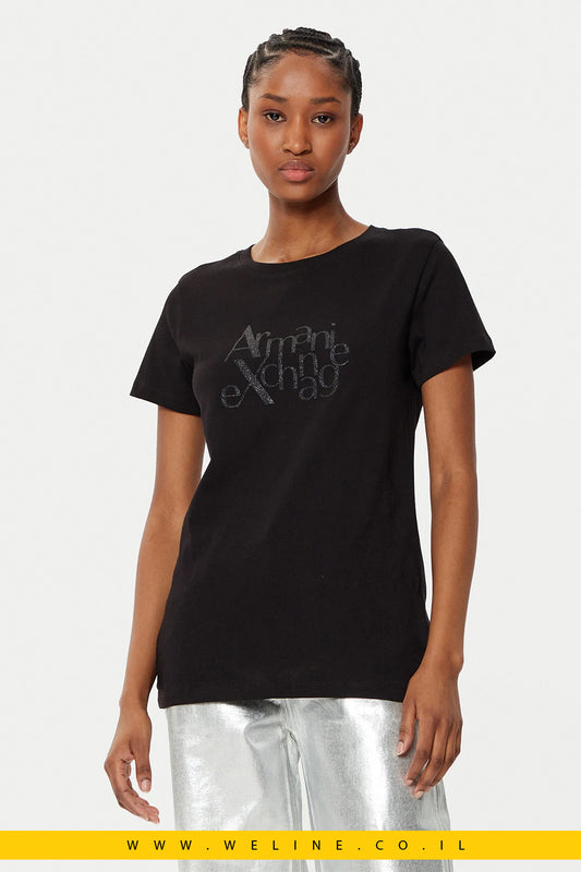 טי-שירט לנשים בצבע שחור – Armani Exchange