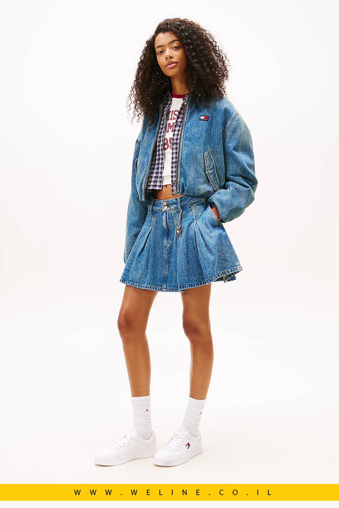 סניקרס עור לנשים לבן Tommy Jeans Greenwich Leather Contrast Heel – צבע