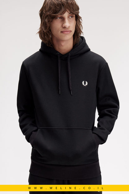 סווטשירט קפוצ'ון עם מיתוג בולט – Fred Perry (שחור)