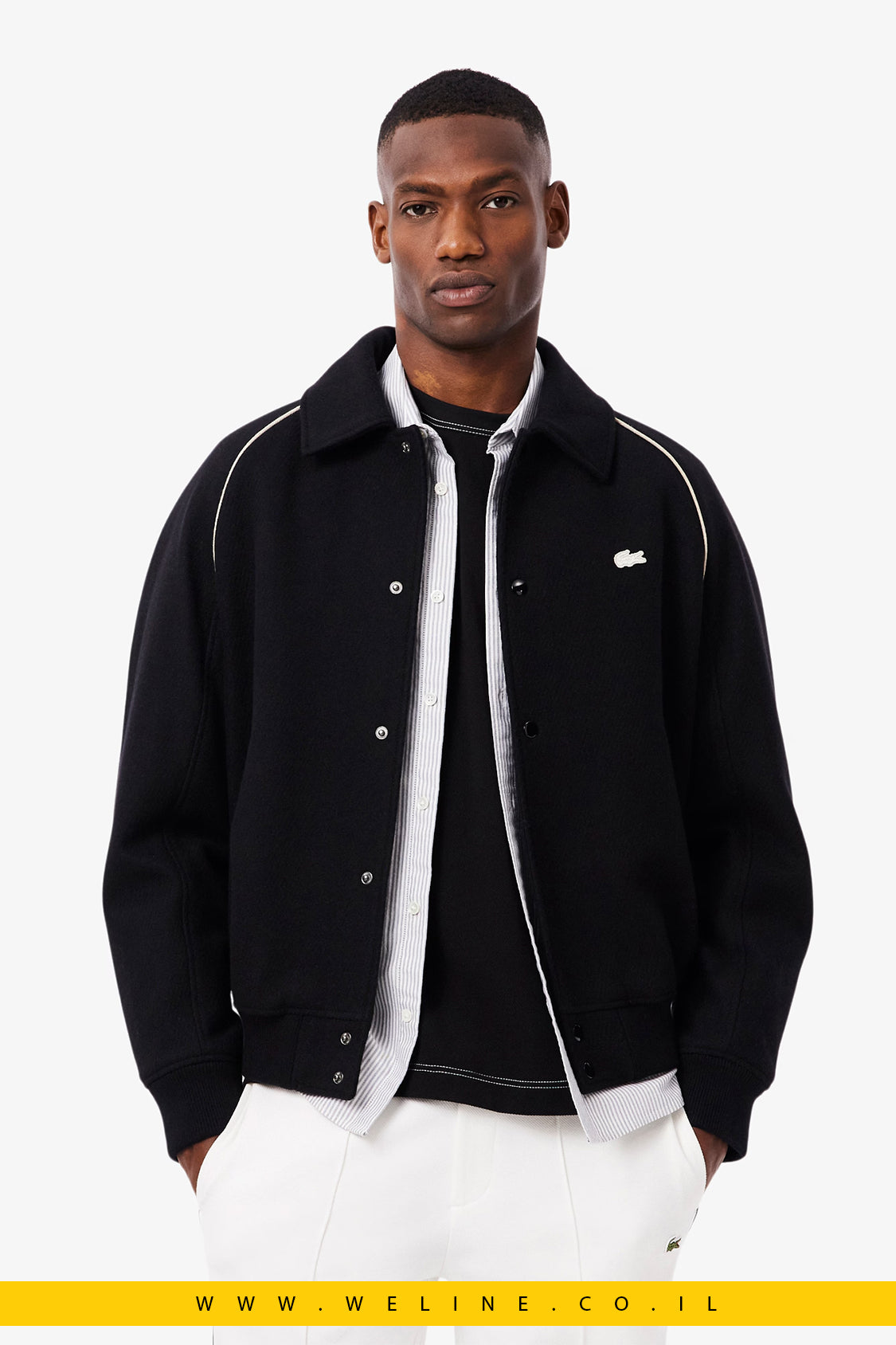 מעיל וארסיטי יוקרתי עם פאץ' רקום – Badge Accent Wool Varsity Jacket