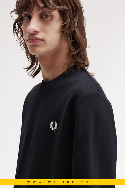 סווטשירט צווארון עגול עם מיתוג בולט – Fred Perry Bold Branding Crewneck (Black)
