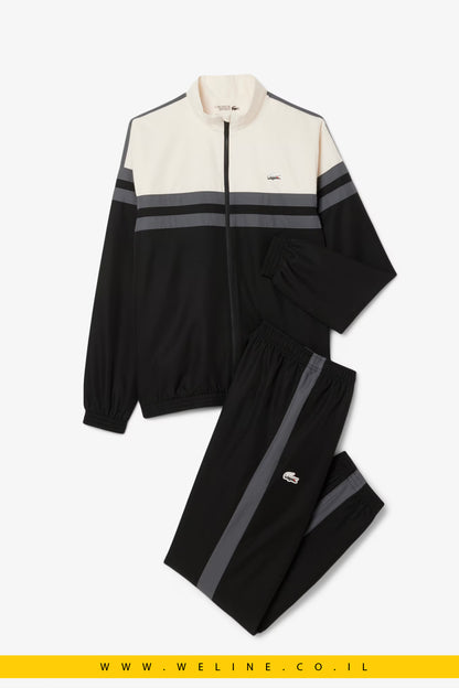 סט טרנינג יוקרתי לגברים Lacoste – דגם Landscape Crocodile בצבע שחור