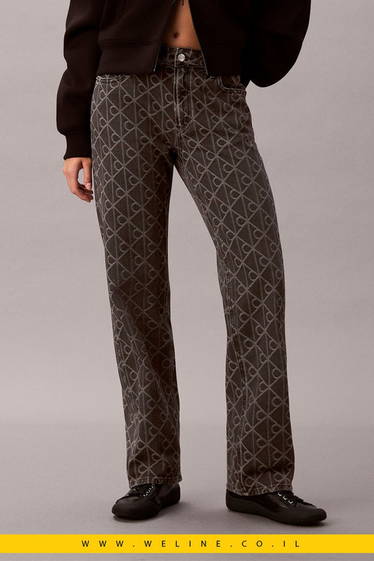 ג’ינס נשים 90s Straight Black Emblem Jacquard – Calvin Klein - WELINE.CO.IL