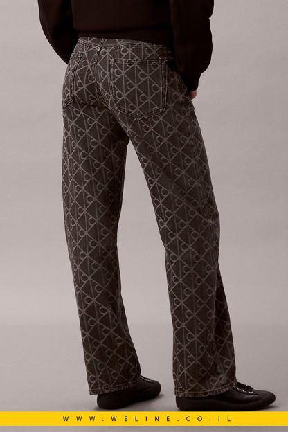 ג’ינס נשים 90s Straight Black Emblem Jacquard – Calvin Klein - WELINE.CO.IL