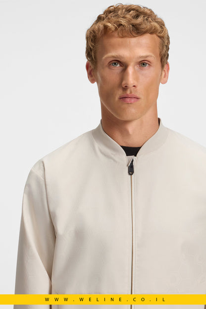 מעיל בומבר דוחה מים עם מונוגרמת Double B – BOSS (צבע Natural)