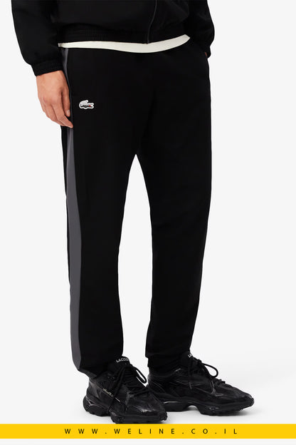 סט טרנינג יוקרתי לגברים Lacoste – דגם Landscape Crocodile בצבע שחור