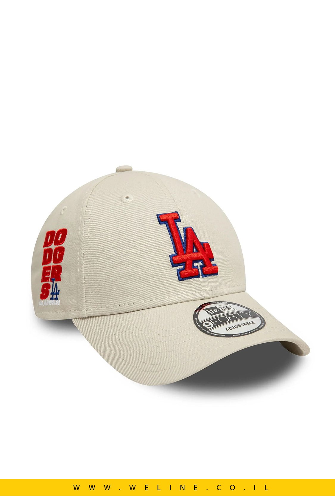 כובע 9FORTY LA Dodgers קרם עם פאץ' צדדי - WELINE.CO.IL