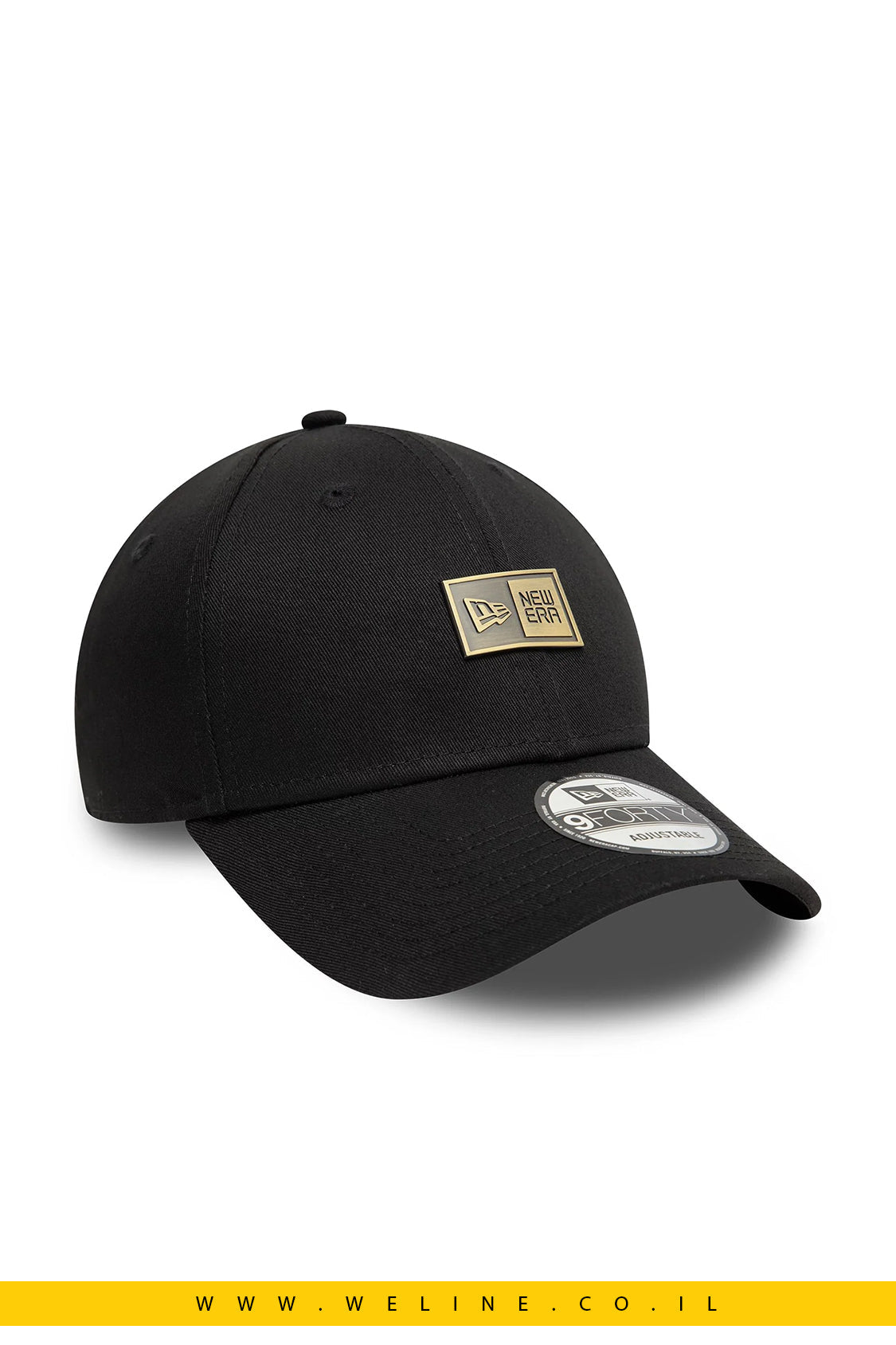 כובע 9FORTY שחור New Era עם תג מתכתי - WELINE.CO.IL
