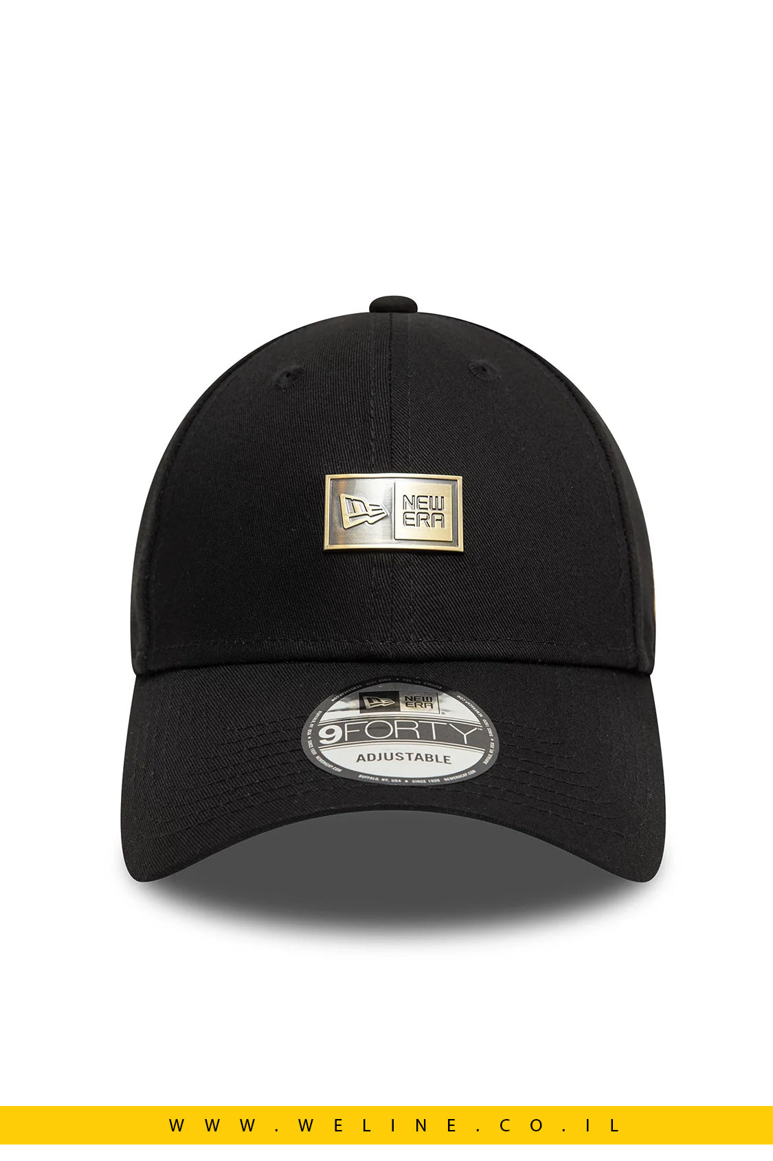 כובע 9FORTY שחור New Era עם תג מתכתי - WELINE.CO.IL
