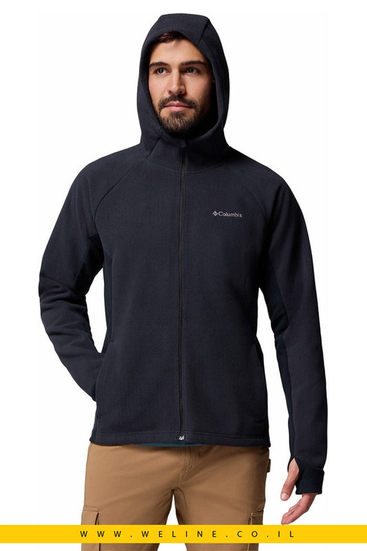 ג'קט ארוך עם כובע מובנה לגברים Arctic Peak Hooded Full Zip שחור - WELINE.CO.IL