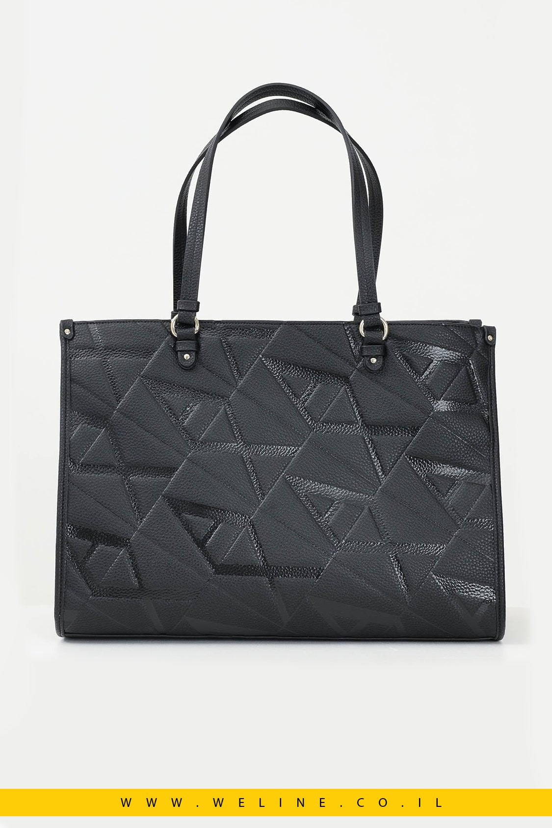 תיק שופינג לנשים בצבע שחור עם לוגו מונוגרמה – Armani Exchange - WELINE.CO.IL