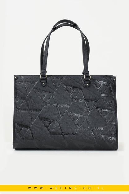 תיק שופינג לנשים בצבע שחור עם לוגו מונוגרמה – Armani Exchange - WELINE.CO.IL