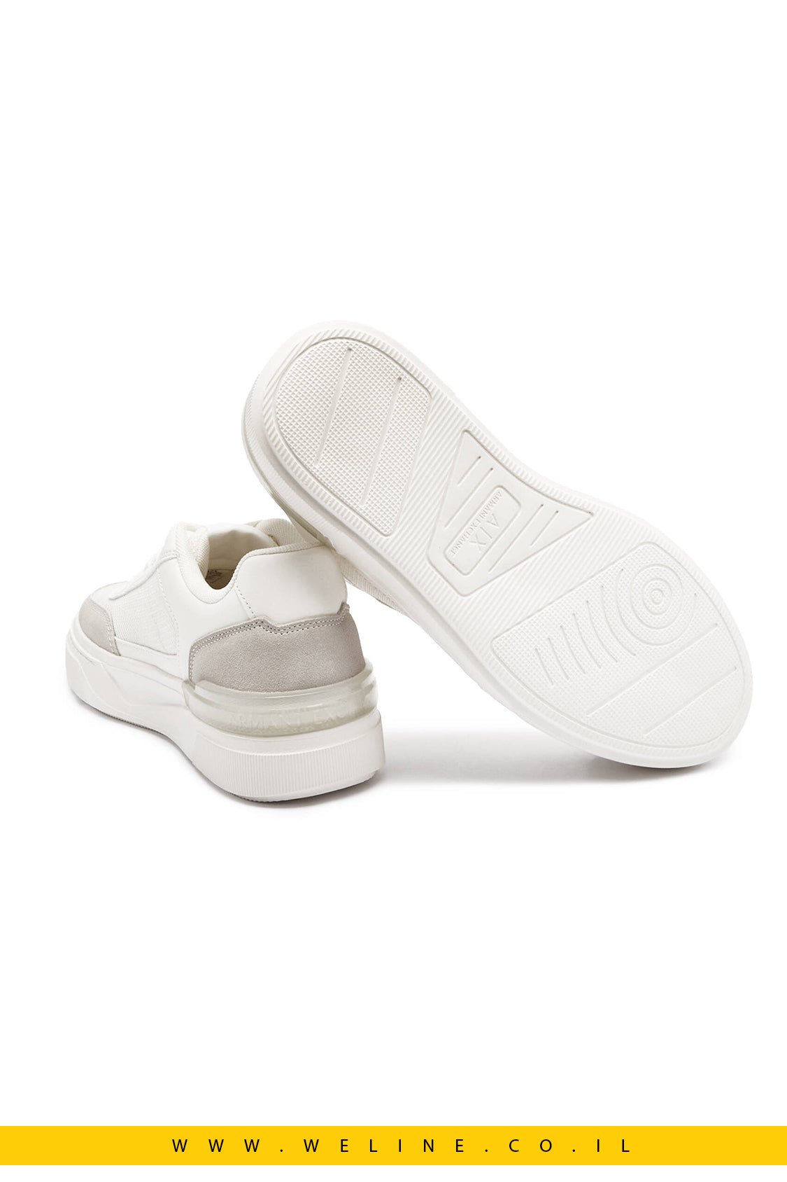 נעלי סניקרס לגברים Armani Exchange – שילוב עור ולוק מודרני בצבע לבן - WELINE.CO.IL