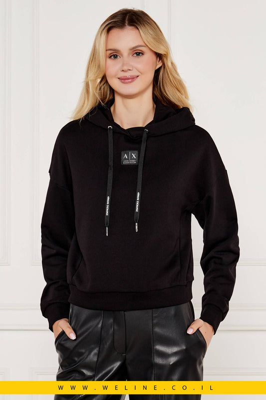 סווטשירט Armani Exchange לנשים – צבע שחור | Loose Fit - WELINE.CO.IL