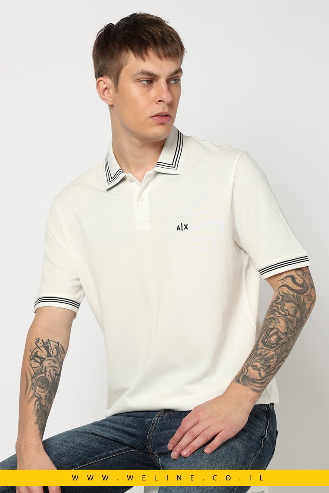 חולצת פולו גברים Armani Exchange מכותנה – Regular Fit - WELINE.CO.IL