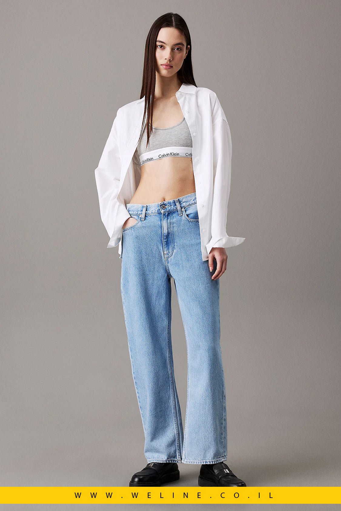 ג׳ינס נשים בגזרת Barrel מותן גבוהה – Calvin Klein - WELINE.CO.IL