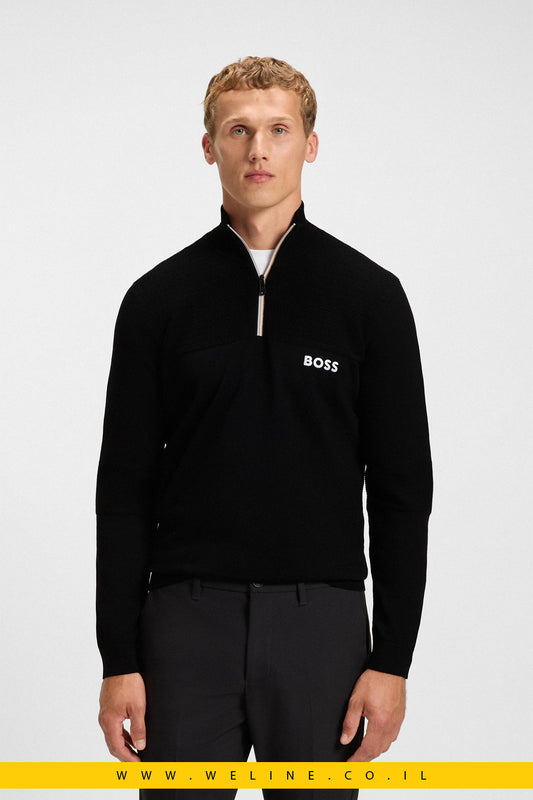 סוודר גברים עמיד למים עם רוכסן צוואר – BOSS - WELINE.CO.IL