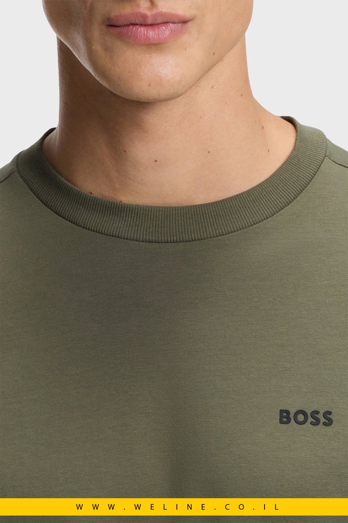 חולצת טי לגברים BOSS קלאסית בצבע חאקי - WELINE.CO.IL