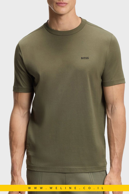 חולצת טי לגברים BOSS קלאסית בצבע חאקי - WELINE.CO.IL