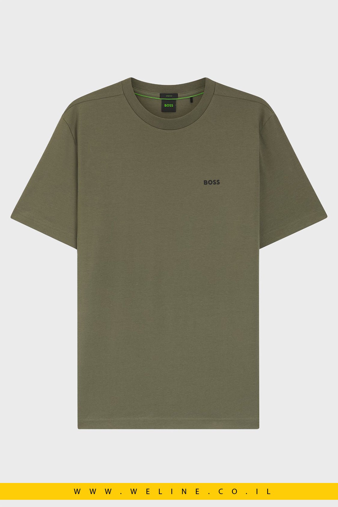 חולצת טי לגברים BOSS קלאסית בצבע חאקי - WELINE.CO.IL