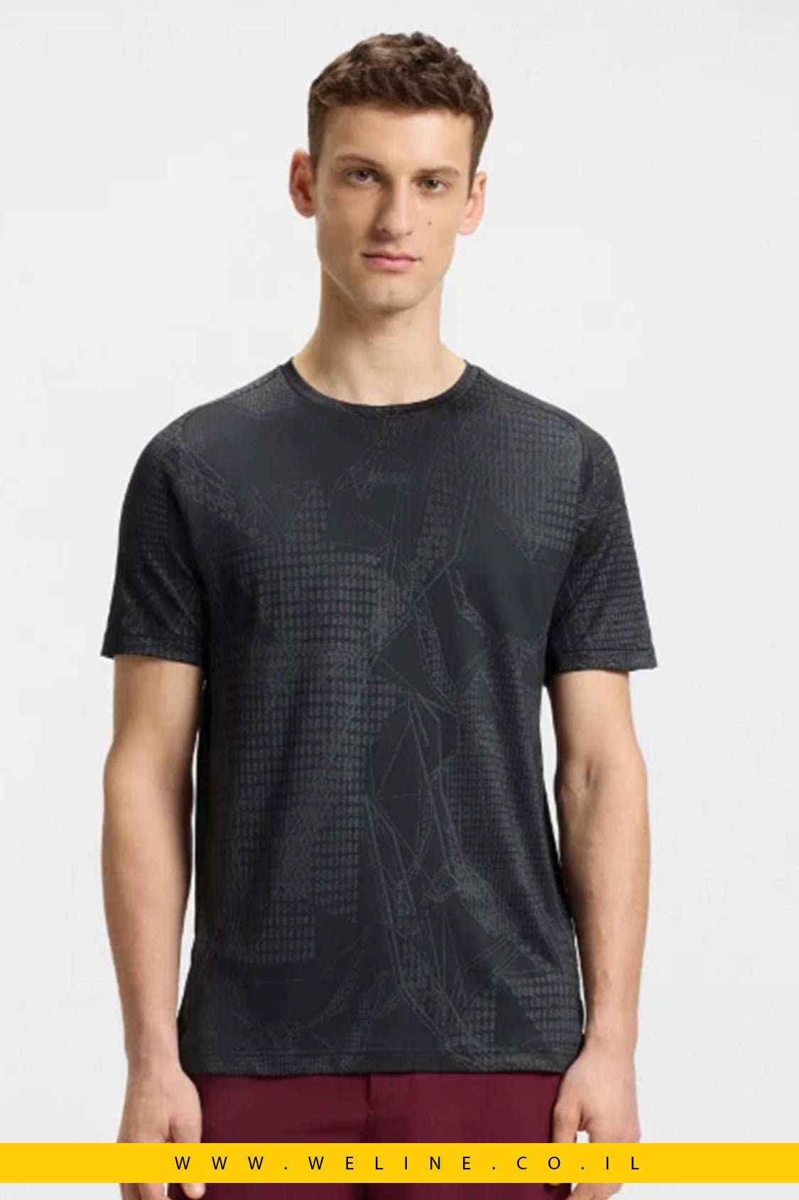 טי שירט BOSS ACTIVE Jacquard Pattern עם ניהול לחות - WELINE.CO.IL