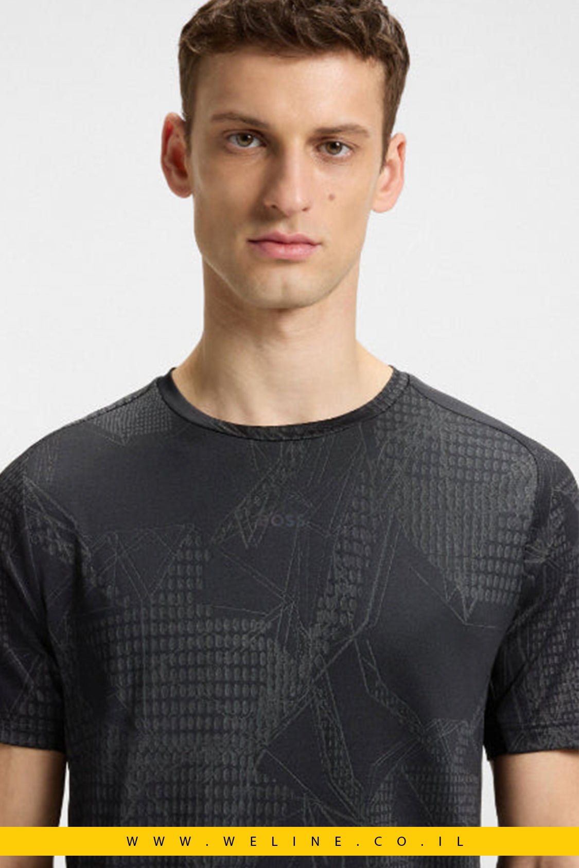 טי שירט BOSS ACTIVE Jacquard Pattern עם ניהול לחות - WELINE.CO.IL