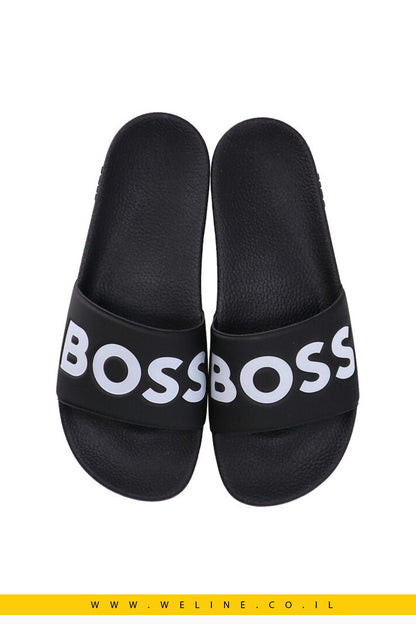 כפכפי גברים BOSS Aryeh Sliders – צבע שחור - WELINE.CO.IL