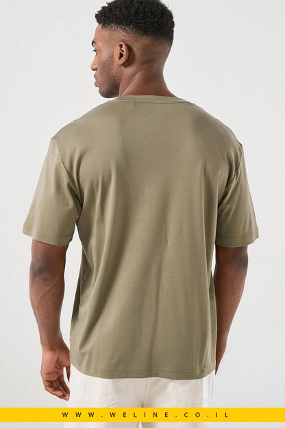 חולצת טי לגברים BOSS בהשראת עולם הטניס Dark Beige - WELINE.CO.IL