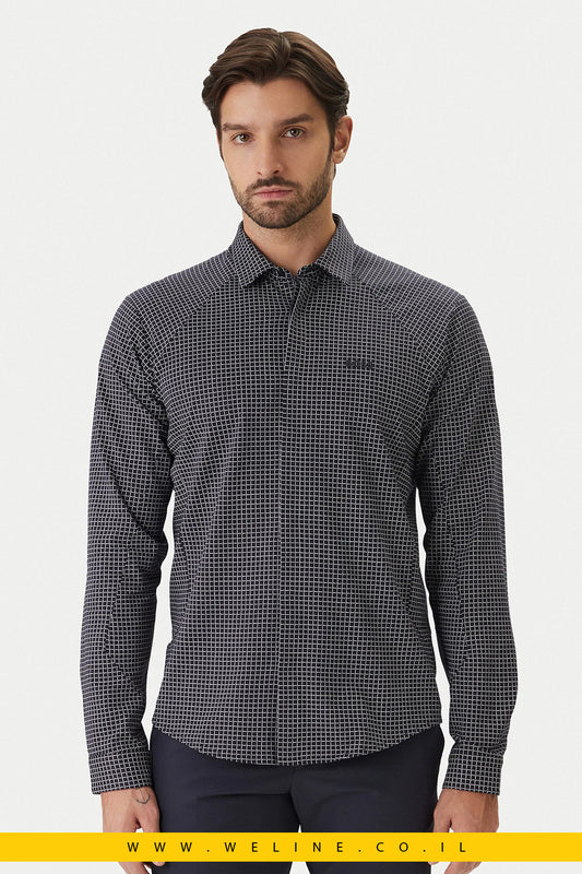 חולצת BOSS Excurse L Regular Fit – צבע כחול כהה - WELINE.CO.IL