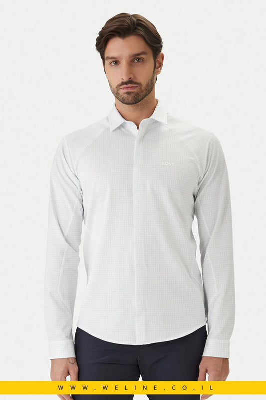 חולצת BOSS Excurse L Regular Fit – צבע תכלת (Open Blue 460) - WELINE.CO.IL