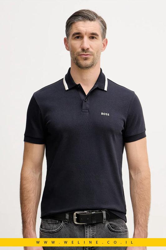 חולצת פולו לגברים מסדרת BOSS Green בצבע כחול כהה - WELINE.CO.IL