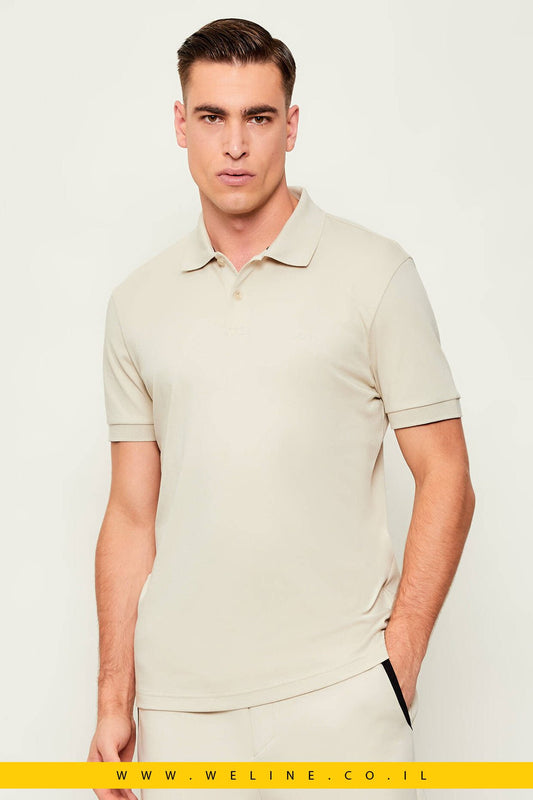 חולצת פולו BOSS Green Pio 2 Regular Fit צבע: בז' - WELINE.CO.IL