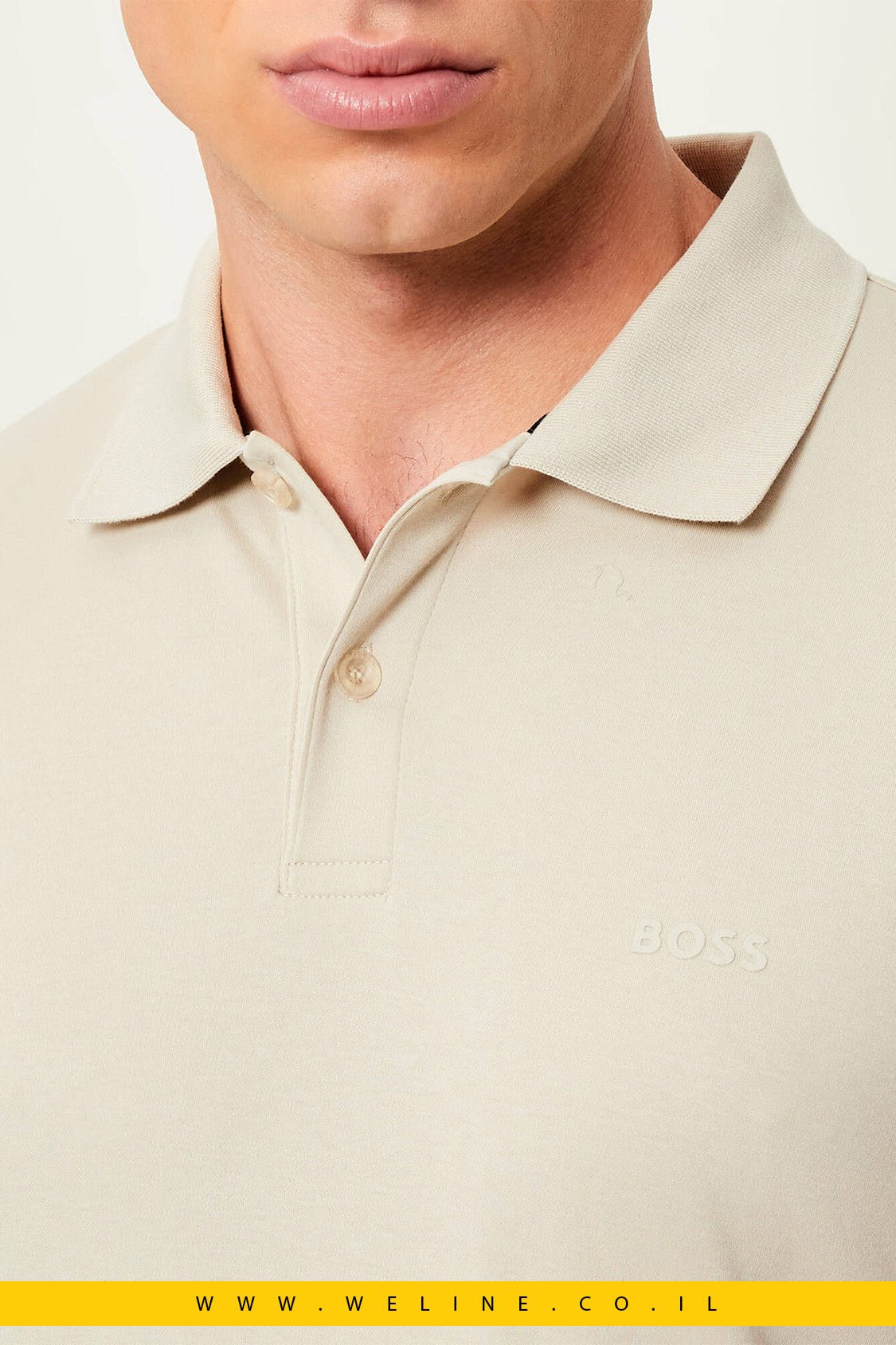 חולצת פולו BOSS Green Pio 2 Regular Fit צבע: בז' - WELINE.CO.IL