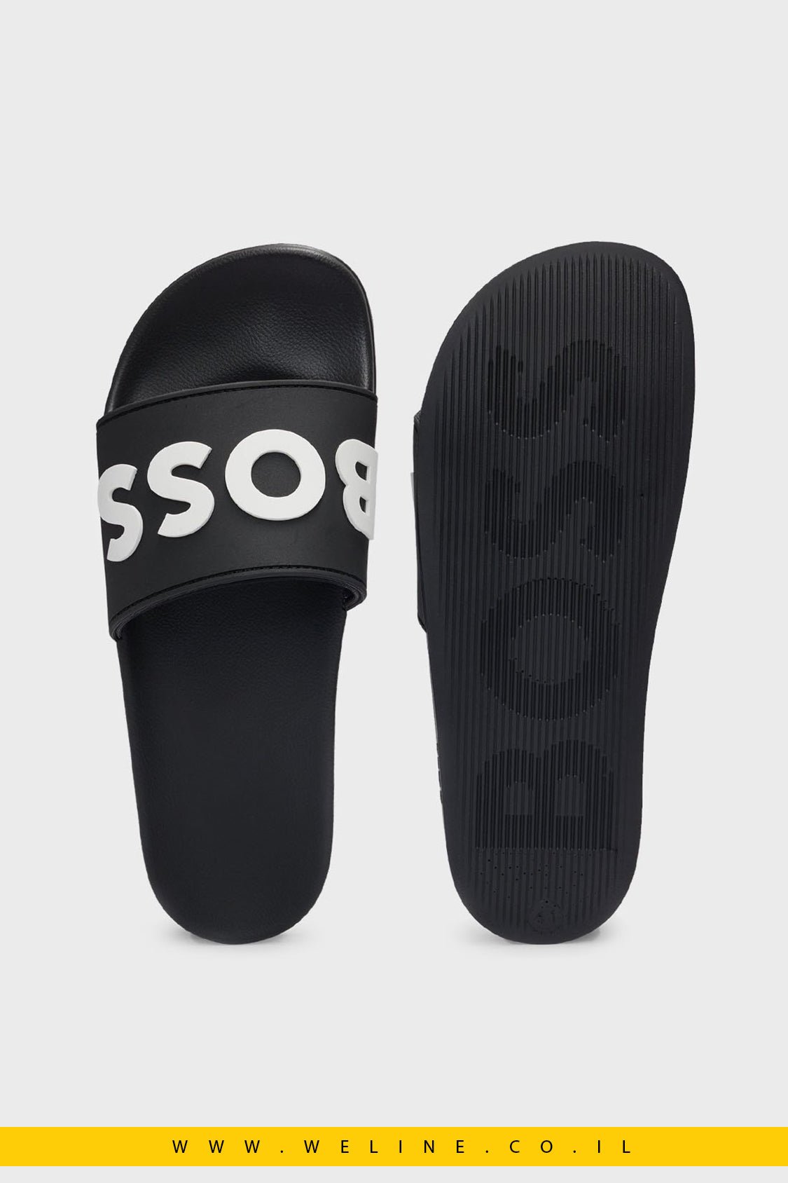 כפכפי גברים BOSS Logo Slides – צבע שחור - WELINE.CO.IL