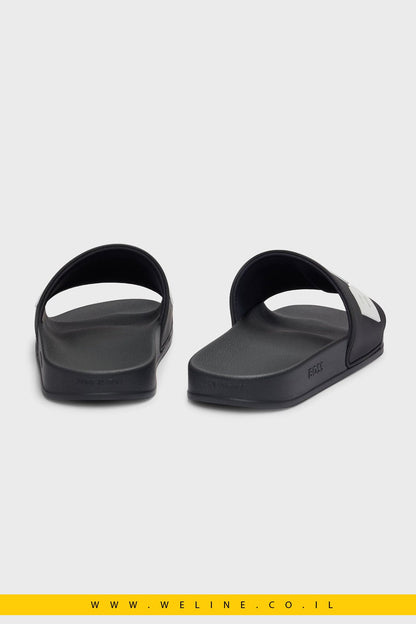 כפכפי גברים BOSS Logo Slides – צבע שחור - WELINE.CO.IL