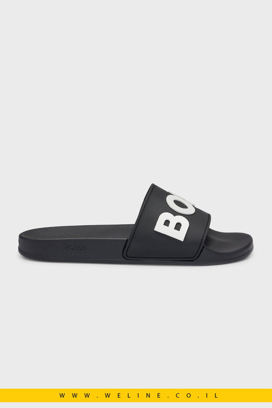 כפכפי גברים BOSS Logo Slides – צבע שחור - WELINE.CO.IL