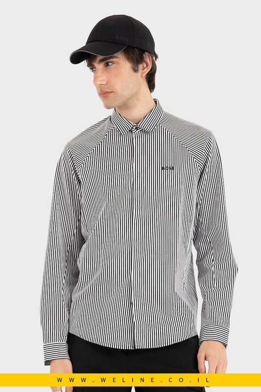 חולצת BOSS Regular Fit שרוול ארוך – צבע כחול - WELINE.CO.IL