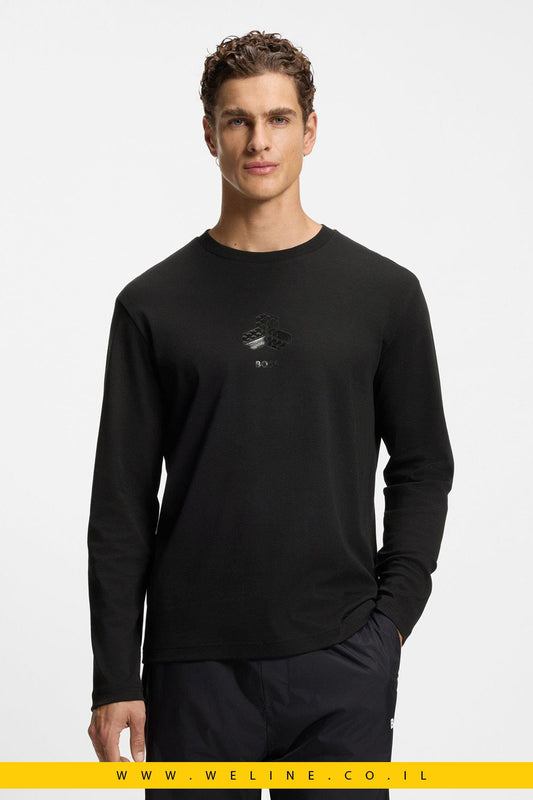 חולצת טי ארוכה לגברים מבית BOSS – שחור | Relaxed Fit - WELINE.CO.IL