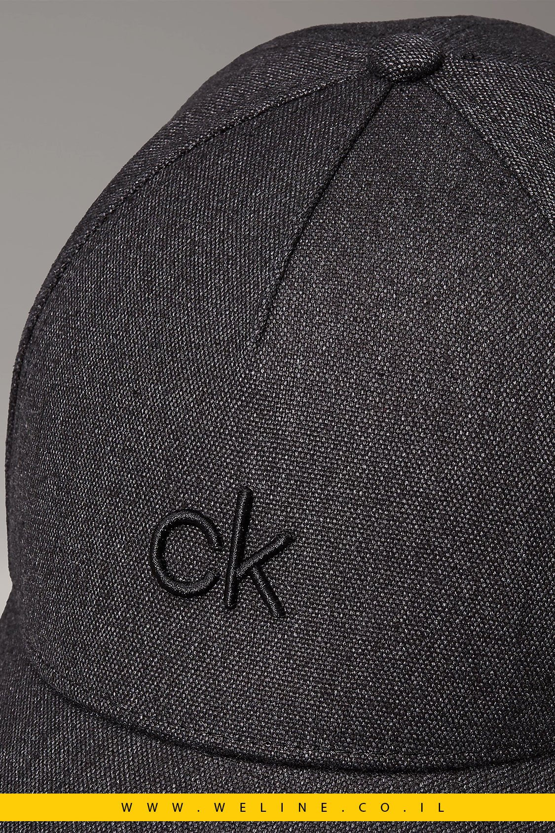 כובע מצחייה מבד פשתן - פוליאסטר עם לוגו רקום – Calvin Klein - WELINE.CO.IL