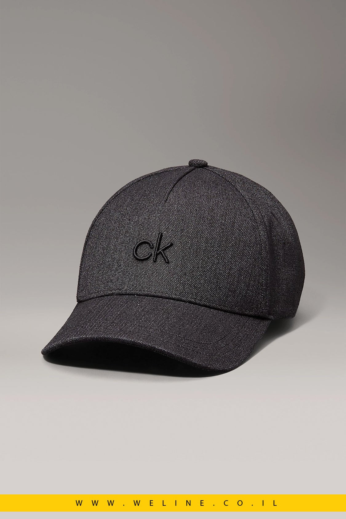 כובע מצחייה מבד פשתן - פוליאסטר עם לוגו רקום – Calvin Klein - WELINE.CO.IL