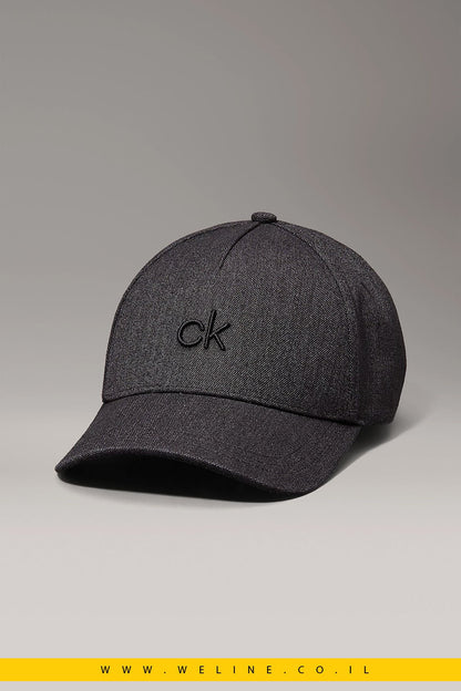 כובע מצחייה מבד פשתן - פוליאסטר עם לוגו רקום – Calvin Klein - WELINE.CO.IL