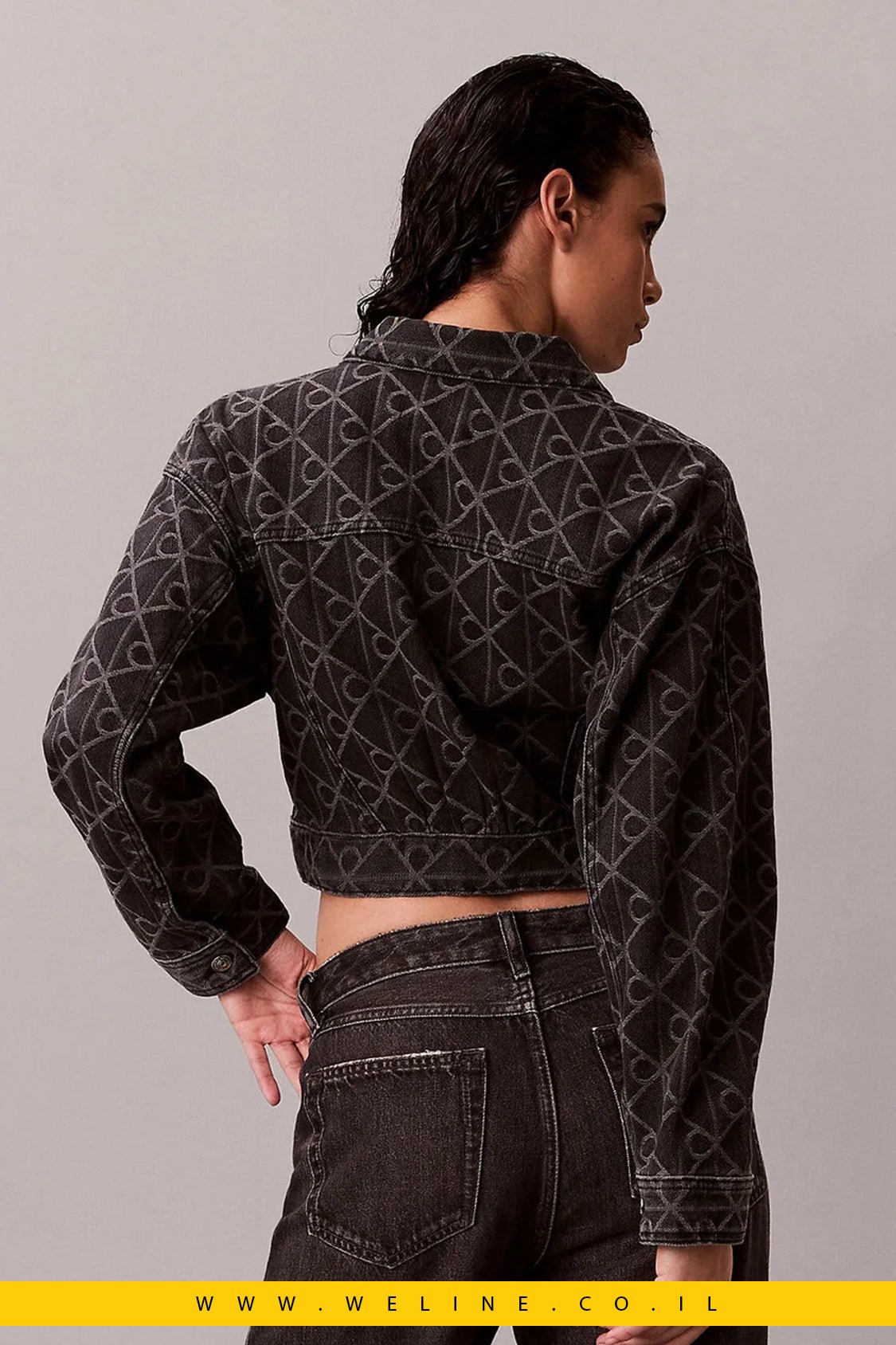 ג’קט ג’ינס נשים Calvin Klein Articulated Detail – Regular Fit | צבע שחור - WELINE.CO.IL