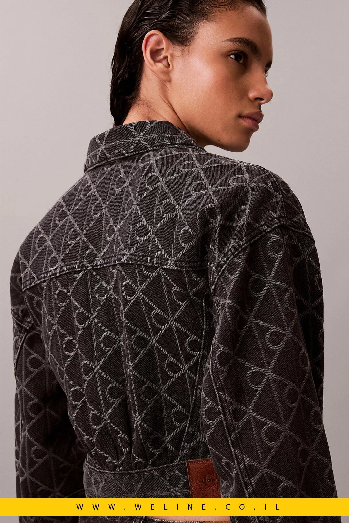 ג’קט ג’ינס נשים Calvin Klein Articulated Detail – Regular Fit | צבע שחור - WELINE.CO.IL